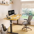 thumbnail image 2 of FEZIBO 63" x 24" Height Adjustable Standing Desk, Electric Stand Up Table, Sit Stand Home Office Desk with Splice Board, Black Frame/Bamboo Finish Top, 2 of 8