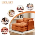 thumbnail image 5 of Sofa Chair with Ottoman,Gexpusm Oversized Upholstered Corduroy Sofa Chair with Cup Holders & USB Ports for Bedroom,Living Room,Small Spaces,Lounge Sofa Chair,Orange, 5 of 6