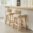 thumbnail image 6 of ONEVOG 26.2'' Wooden Counter Height Bar Stools Set of 2, Upholstered Linen Barstools with Curved Backrest & Natural Solid Wood Legs, Mid-century Counter Stools for Kitchen Island, Beige, 6 of 10