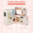 thumbnail image 3 of Costway Corner Play Kitchen with Lights & Sounds Wooden Toy Kitchen Set Storage for Ages 3+ Pink, 3 of 10