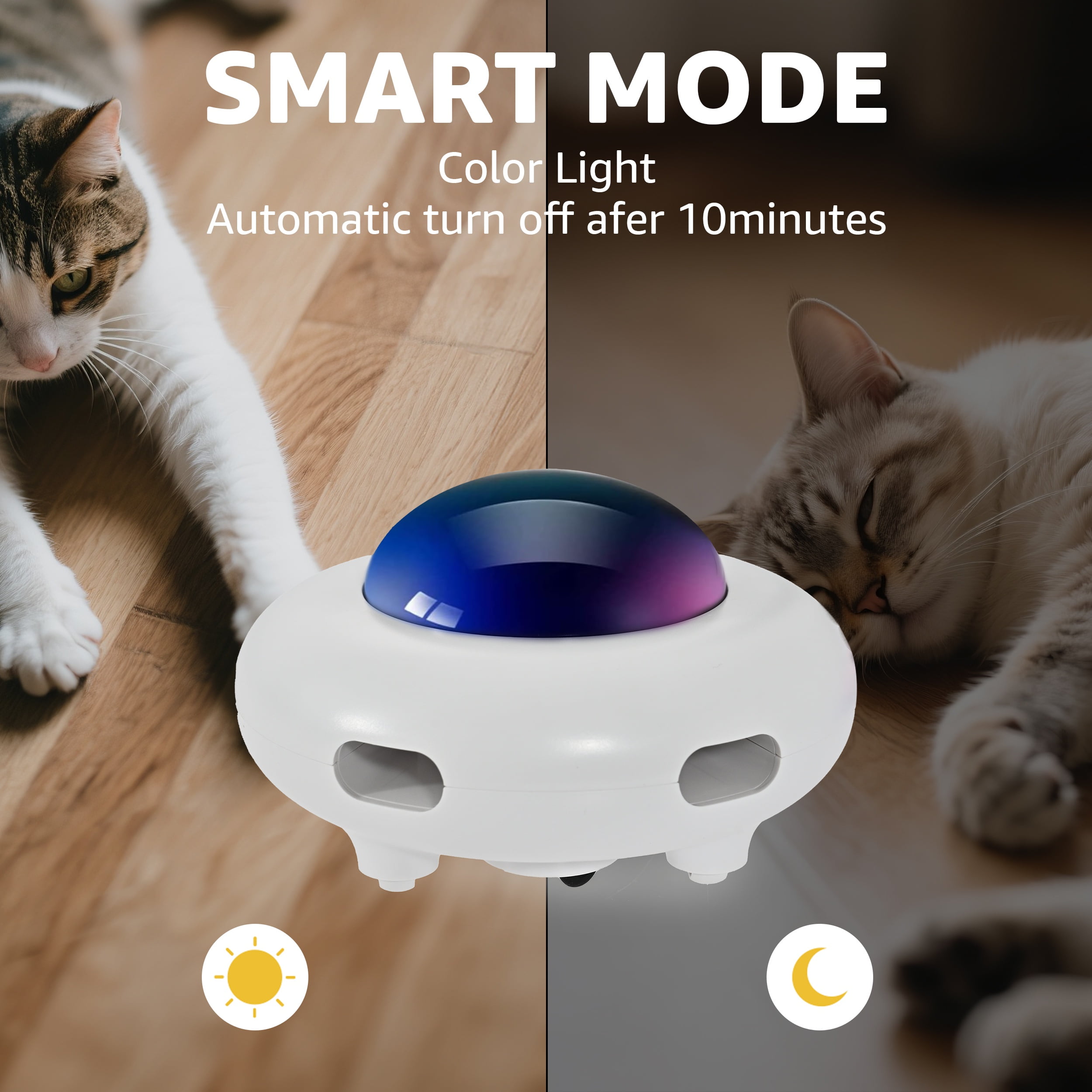 Max & Marlow Electric UFO Cat Toy with Random Feather Action, 3 Speed Modes, Touch-Activated