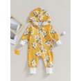 thumbnail image 2 of Liacowi Baby Girl Fall Jumpsuits Long Sleeve Floral Print Zip Up Hooded Rompers Newborn Winter Outfit, 2 of 9