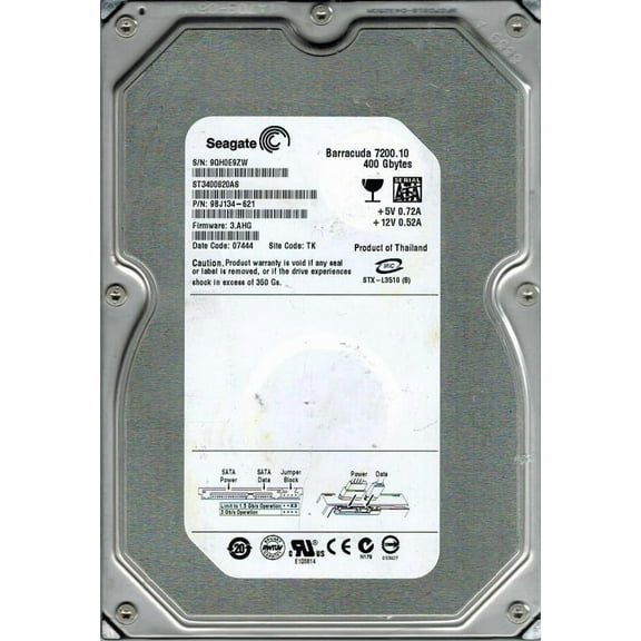 Seagate ST3400820AS P/N: 9BJ134-621 F/W: 3.AHG TK 400GB