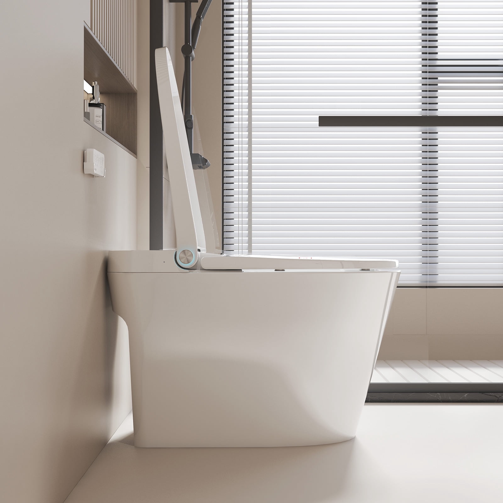 Luoware Smart Bidet Toilet, One Piece Elongated Toilet with Built-in Bidet Seat, Pump-Assisted Auto Flush, Foot Sensor, Heated Seat, Warm Water & Dryer, LED Display, Night Light, Remote Control