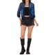 thumbnail image 2 of CHAQUETA BOMBER INSPIRADA CHIC PARA MUJER, MALLA TRANSPARENTE, BRILLANTE Y LARGA CON CREMALLERA, TALLA 3XL, AZUL OSCURO, 2 of 6
