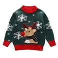 thumbnail image 3 of Tfken Christmas Sweater For Boys Toddler Long Sleeve Cartoon Print Pullover Classic-Fit Retro Sweater Green Size 18-24 Months, 3 of 3