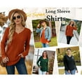 thumbnail image 5 of Qaspx Sweatshirts for Women Lightweight V Neck Long Sleeve Shirts Casual Loose Ribbed Tops, 5 of 6