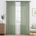 thumbnail image 5 of Jainmy Sage Green Linen Curtains 94 inch Length 2 Panels for Bedroom Living Room, Semi Sheer Light Filtering Back Tab Rod Pocket Curtain Drapes,52"x94", 5 of 8