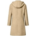 thumbnail image 5 of Rutainlusire Ladies Long Hooded Coat, Button Down Wool Blend Jacket with Pockets, Relaxed Fit Warm Overcoat for Fall Winter Outings, 5 of 6