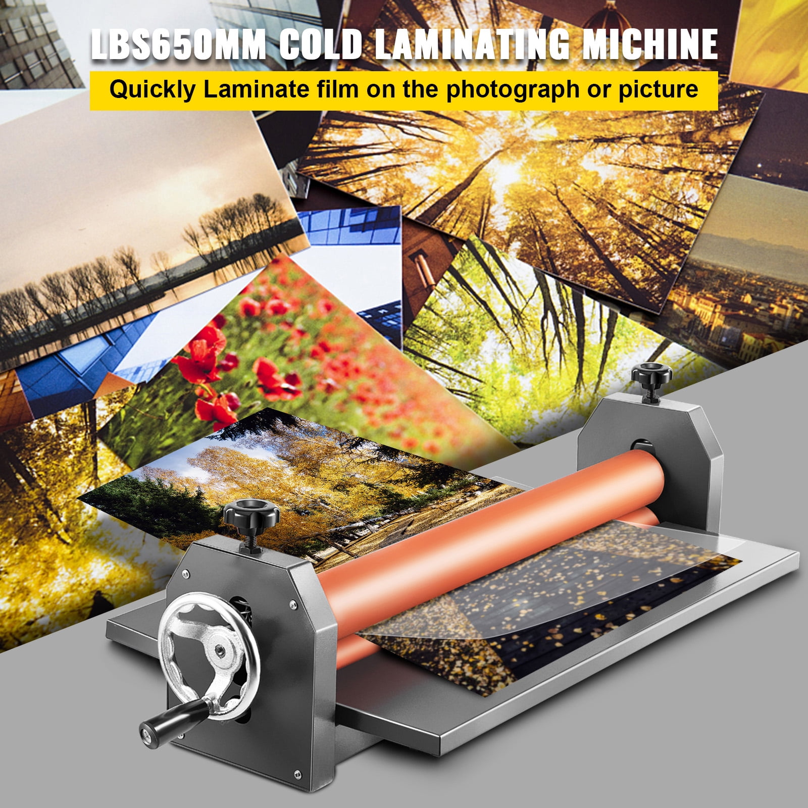 Vevor 25.5 inch 650mm Manual Cold Roll Laminator 1.18 inch Thickness Foldable Roll Laminating Machine Vinyl Photo Film Mounting Laminator