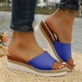thumbnail image 2 of Dakaela Slip on Wedge Sandals for Women Open Toe Platform Slides Espadrilles 2.16 Inch Comfortable Dressy Beach Summer Mules Shoes Blue 8, 2 of 8