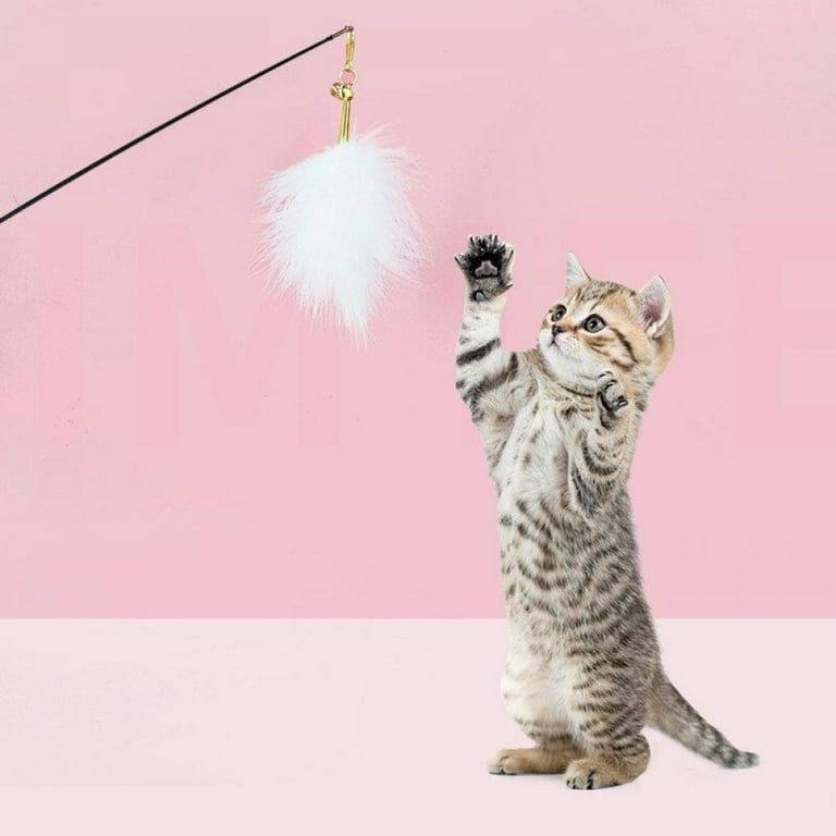 Promotion Cat Feather Stick Interactive Cats Stick Pet Training With Bells Supplies Steel Wire Interactive Cat Teaser Toy 1PCS Gray black