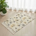 thumbnail image 3 of Beige Grey Spring Floral Bathroom Rug 2'x3', Watercolor Summer Botanical Low Profile Front Entryway Rug with Tassels, Woven Cotton Washable Kitchen Mat Carpet for Foyer Bedroom Back Door Decor, 3 of 9