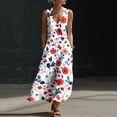 thumbnail image 2 of VBVC Women's Floral V-Neck Sleeveless Maxi Dress,Button Detail Loose Flowy Dress For Women,Ladies' Casual Patriotic Summer Sundress with Pockets,Multicolor,S-3XL, 2 of 8