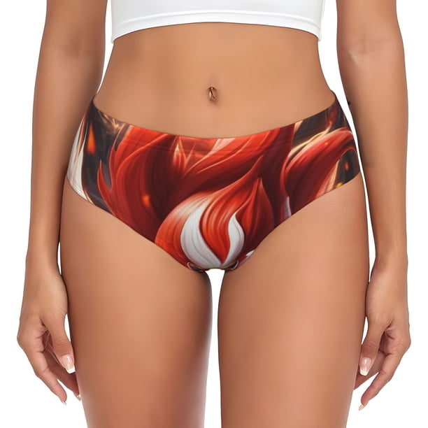 Fotbe Red Leaf Flame Fox Calzones Estampados para Mujer – Ropa Interior de Algodón, Cómoda, Suave y Elástica-Small