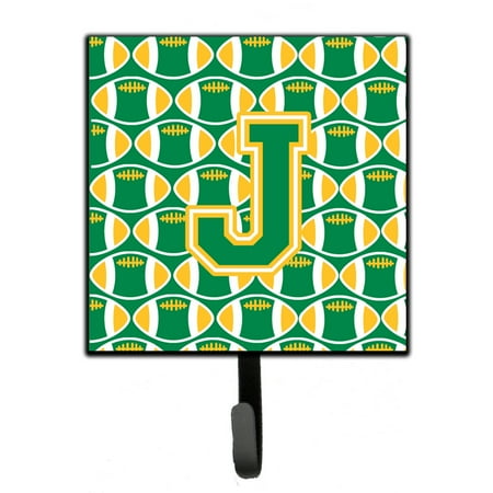 

Carolines Treasures CJ1069-JSH4 Letter J Football Green and Gold Leash or Key Holder 7Hx4.25W multicolor