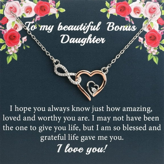 Bonus Daughter Gift Stepdaughter Jewelry Infinity Heart Pendant To My Beautiful Bonus Daughter Necklace Unbiological Daughter Gift
