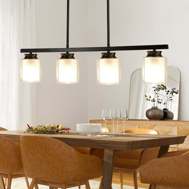 DingLiLighting Glass Pendant Light for Kitchen Island Adjustable Height