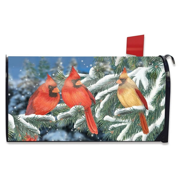 Winter Cardinal Trio Mailbox Cover Birds Standard Briarwood Lane