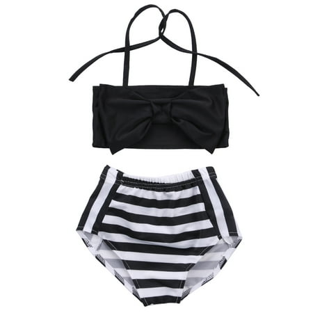 

2-7Year Baby Kids Girls Bikini Set Swimwear Striped Swimming Bathing Suit Swimsuit