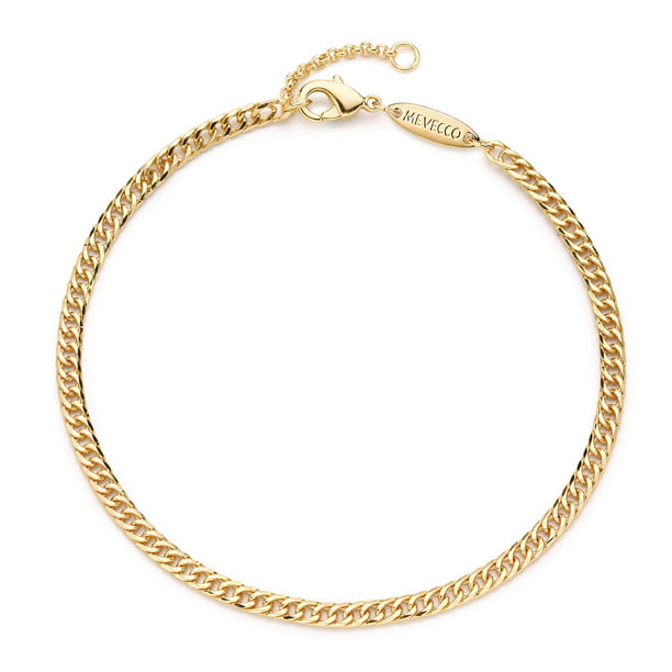 MEVECCO 18K Gold Plated Dainty Personalized Cut Chain Bracelet for ...