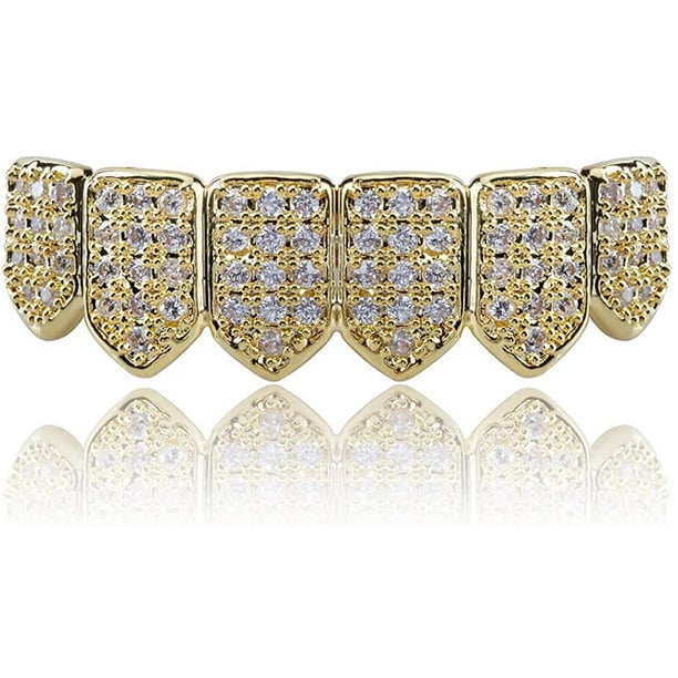 Iced Out Diamond Teeth Grillz for Men Women,Gold Grills for your teeth