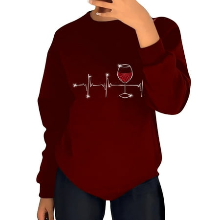 

Sweatshirts Women Trendy Women Dot Drill Print Sporty Sweatshirt Casual Loose Crew Neck Long Sleeves Pullover Ribbed Cuffs Hem Tops Light Lingerie Set