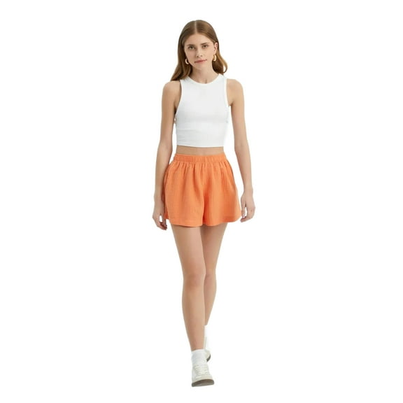 Linen High Waist Elastic Waist Shorts