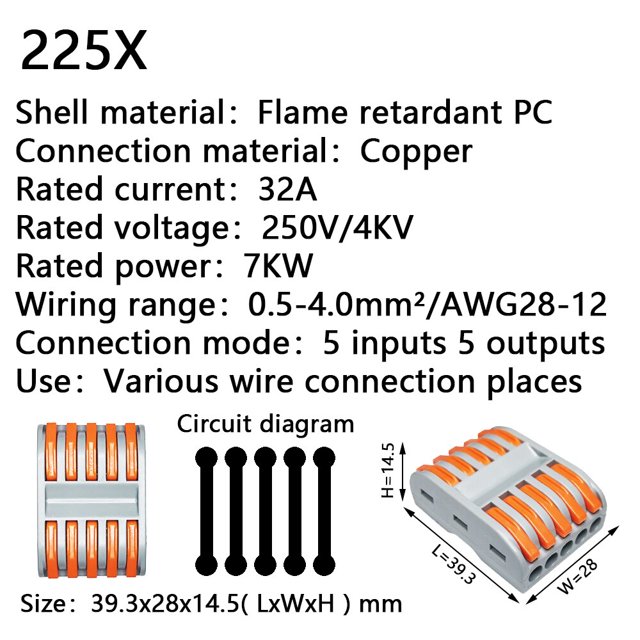 Conector de Cable compacto Universal 222X 212, conexión de cableado, iluminación, bloque de terminales de Conductor Push-in, Mini conector de Cable rápido