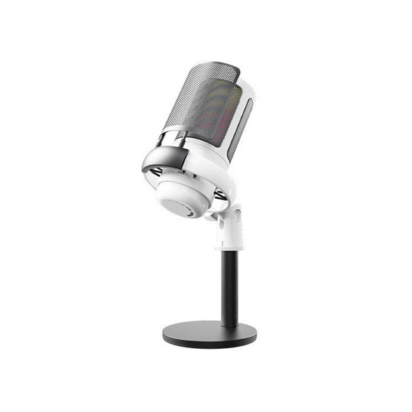 USB Gaming Condenser Microphone Computer Recording Microphone RGB Lighting Capacitor Microphone White