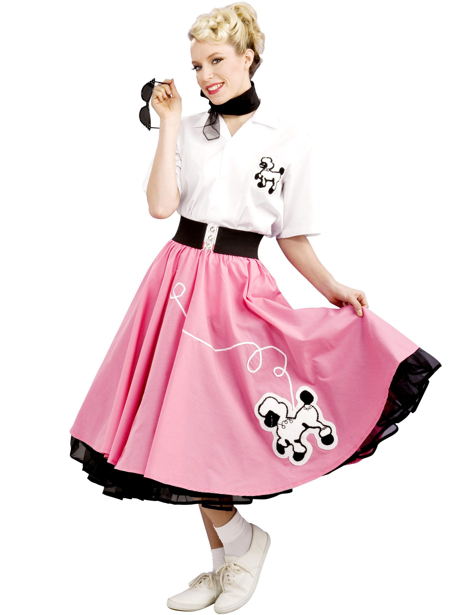 Womens Black 50's Adult Poodle Skirt Costume 