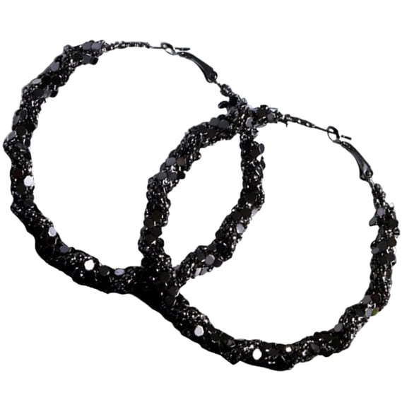 OFFIGAM 1 Pair Oversized Black Round Hoop Earrings for Women and Teens, Chunky Lightweight Fashion Statement Jewelry