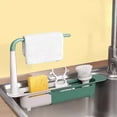 thumbnail image 5 of Telescopic Over Sink Storage Rack, Adjustable Length 12.6 to 17.72 Inch Kitchen and Bathroom Organizer with Towel Hanger, Expandable Drain Basket forSponges Brushes and Soap, 5 of 9