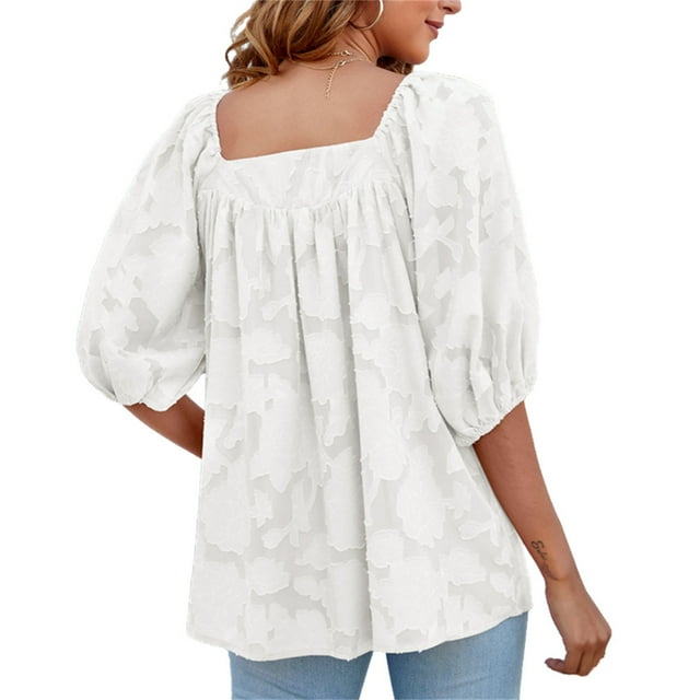 Minnieouse Blusa de mujer de manga corta, holgada, pulóver, camisa, ropa de verano Prendas para la parte del cuerpo Blanco M