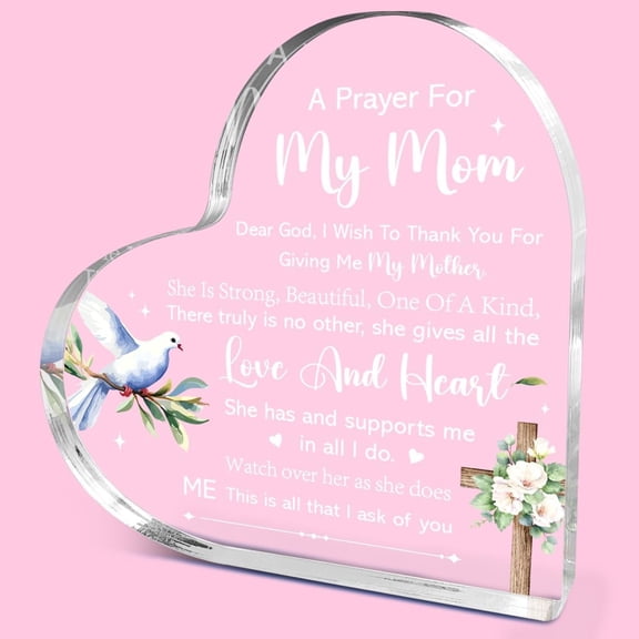 A Prayer for My Mom Acrylic Decor,Mothers Day Gifts for Mama from Daughter Son,To My Mom Gifts Ideas for Birthday Acrylic Desk Decor,Religious Thank You Gifts for Mother 4x4 inch