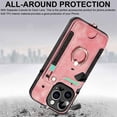 thumbnail image 6 of for iPhone 15 Pro Case Card Holder Wallet,Ring Stand 15 Pro Cases 2023,RFID-Blocking,Camera Lens Protector,Wrist Strap,Leather Magnetic Protective Flip Cover for Women (Pink), 6 of 14