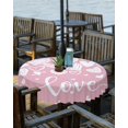 thumbnail image 2 of Fsddascl Pink Valentines Outdoor Tablecloth - 60 Inch Round Dining Table Cover, White Love Heart Waterproof Outdoor Table Cloth with Umbrella Hole & Zipper for Picnic/Patio/Party, 2 of 7