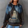 thumbnail image 2 of YDFCWXW Women's Waffle Knit Halloween Pullover Hoodie - Cozy Oversized Graphic Print Sweatshirt with Drawstring for Fall Fashion Blue, XL, 2 of 4