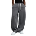 thumbnail image 3 of Men Baggy Sweatpants Wide Leg Heavyweight Comfy Lounge Slacks Loose Fit Track Pants Dark Gray L, 3 of 9