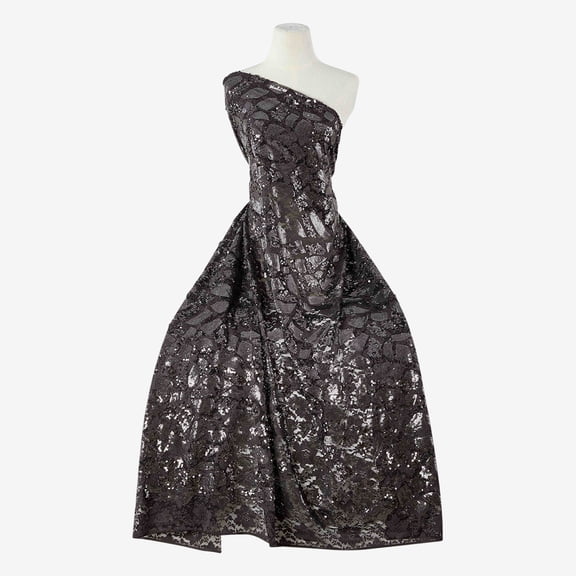 Zelouf Rebecca Mix Sequin Stretch Lace , Sewing, DIY, Crafts Fabric by the Yard, Steel Mystery, 1 Yard