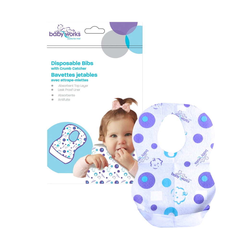 Disposable Baby Bibs with Crumb Catcher Adjustable Size for Babies