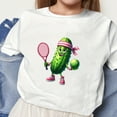 thumbnail image 2 of Virmaxy (2-14 Years Old)Pickle Letter Printed Shirt For Toddler Boys Girls Casual Printed Gherkin Pattern T-Shirt Kids Spring Summer Loose Short Sleeve Crew Neck Top White-6 3 Years, 2 of 4
