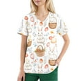 thumbnail image 5 of IYYVV Easter Scrub Tops Women Bunny Egg Hunt Print Medical Scrub Tops Holiday Working Scrubs Uniform with 2 Pockets White 5XL, 5 of 5