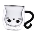 thumbnail image 2 of Taza de café de doble pared con diseño de animal, novedosa y bonita, para hombres, mujeres y oficina. Mango de gato negro, 2 of 8