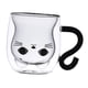 thumbnail image 2 of Taza de vidrio aislante de doble pared para jugo o chocolate para niños, ideal para San Valentín. Mango de gato negro, 2 of 8