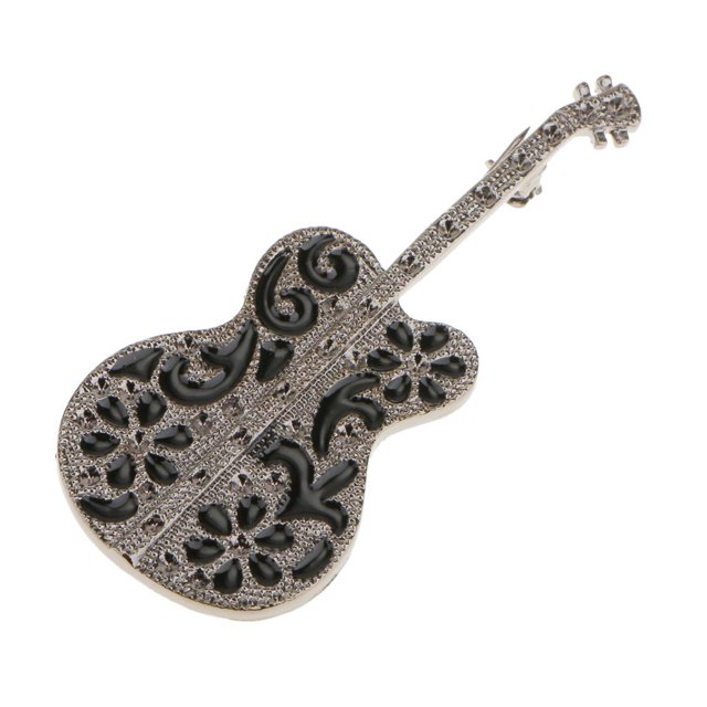 Yinanstore Diamante Guitare Forme Broche Hommes Femmes Rétro Émail Fleur Broche Broche Cadeaux