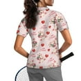 thumbnail image 2 of COEQINE Valentine's Day Women 1/4 Zip Golf Shirts V Neck Lightweight Tennis Activewear Moisture Wicking Soft Golf Polo Tops Cute Pig Rose My Heart Pink Print Sportswear, XL, 2 of 7
