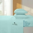 thumbnail image 3 of Couture Charm Hotel Luxury 500-TC Peruvian Pima Cotton Emperor Size 4-Pcs Sheet Set Fits Upto 14-18" Deep Pocket (Solid, Aqua Blue), 3 of 3