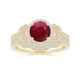 thumbnail image 4 of ANGARA Natural Aeon Vintage Style 1.4 ct Ruby Halo Leaf & Vine Engagement Ring with Milgrain in 14K Yellow Gold for Women (Size-7mm) | July Birthstone Jewelry for Her, 4 of 10