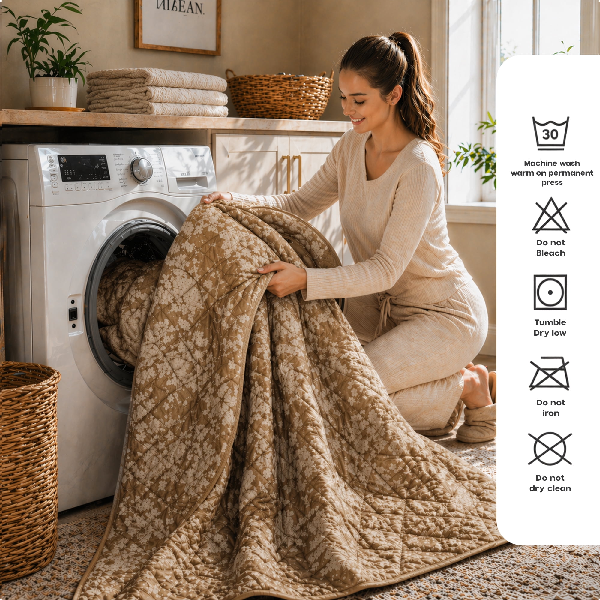 Ameha 3-Piece Velvet Quilt Set Floral Diamond Pattern Ultrasonic Embossed Bedspread Reversible Lightweight Microfiber Coverlet King Size Caramel